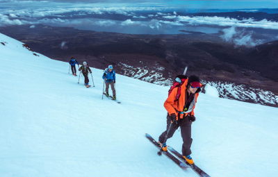 Chile Ski: Reid & Team Ski above Lago Villarrica