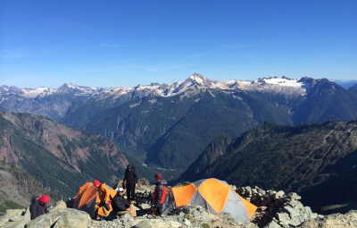 Mt. Shuksan: Solveig Waterfall & Team Check in From High Camp