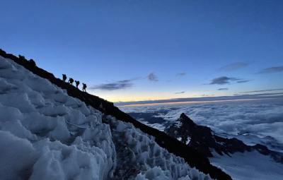 Mt. Rainier: Team Turn after a Cold Morning