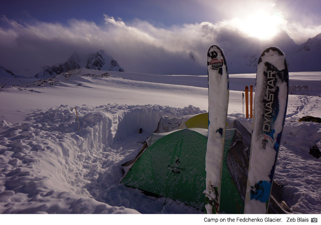 Camp on the Fedchenko Glacier (Zeb Blais)