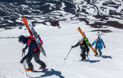 Chile Ski: Team Skis From Summit of Lonquimay